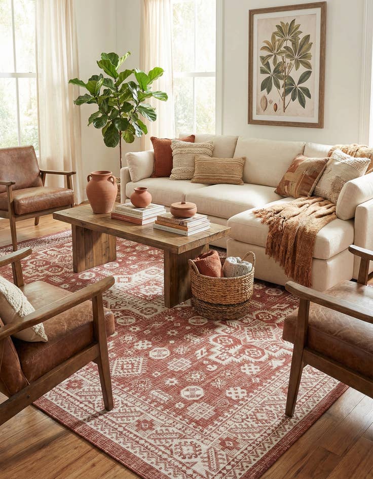 Detail image of 9' x 12'  Washable Aztec Indoor / Outdoor Rug