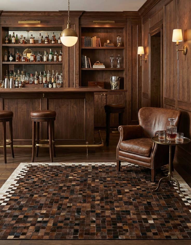 Detail image of 5' 1 x 8' Cowhide Stocks Rug