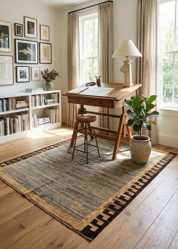 5' x 6' 5 Hand Knotted Modern Ziegler Rug