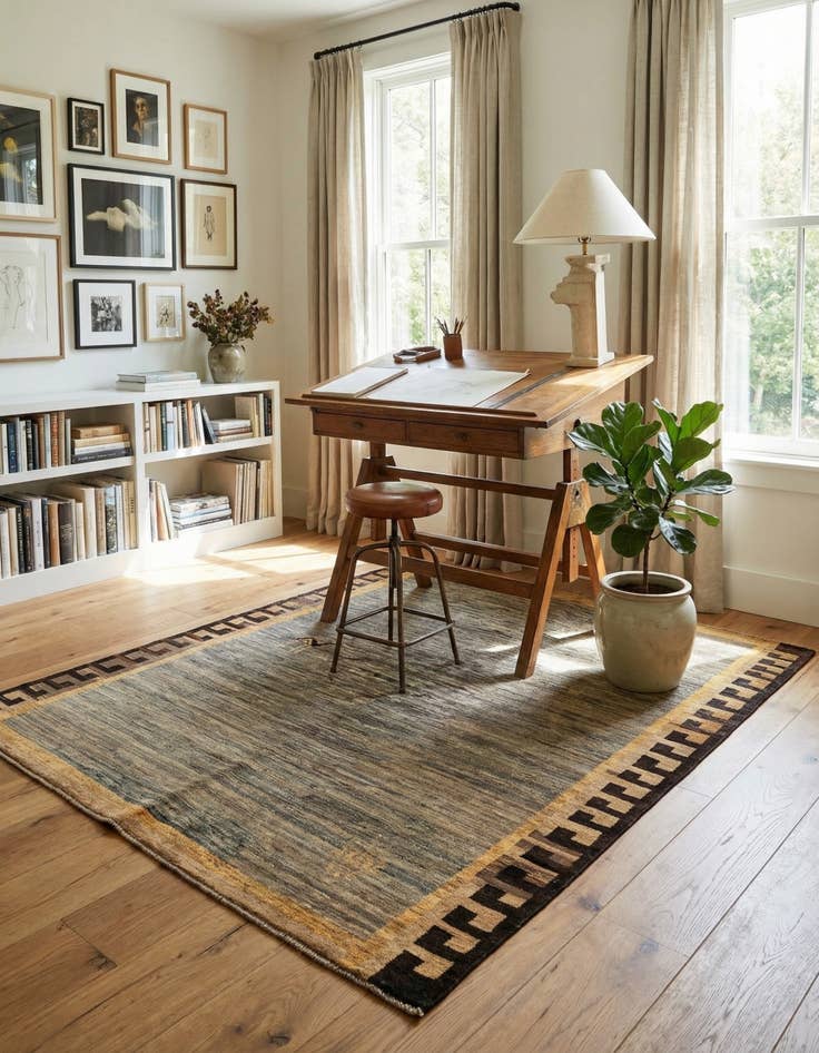 Detail image of 5' x 6' 5  Hand Knotted Modern Ziegler Rug