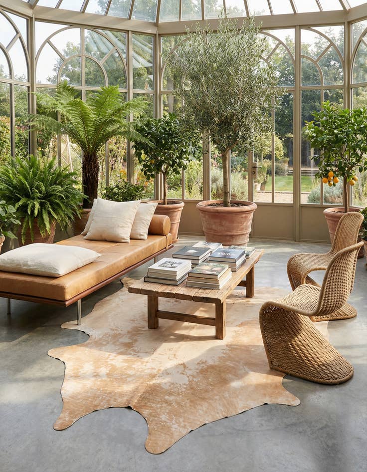 Detail image of 6' 6 x 7' 6 Cowhide Leather Rug