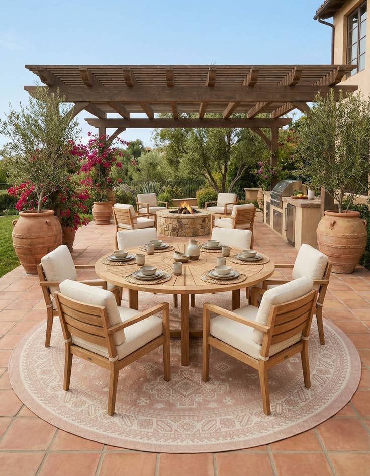 Detail image of 13' x 13'  Washable Aztec Indoor / Outdoor Round Rug