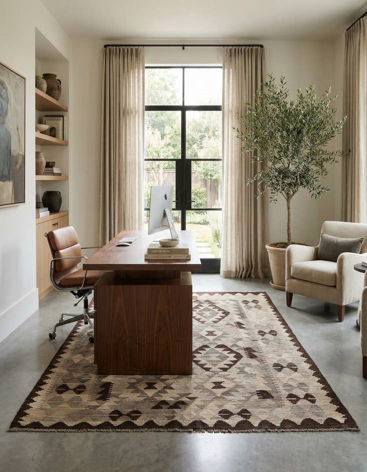 Detail image of 4' 5 x 6' 3 Hand Woven Kilim Maymana Wool Rug