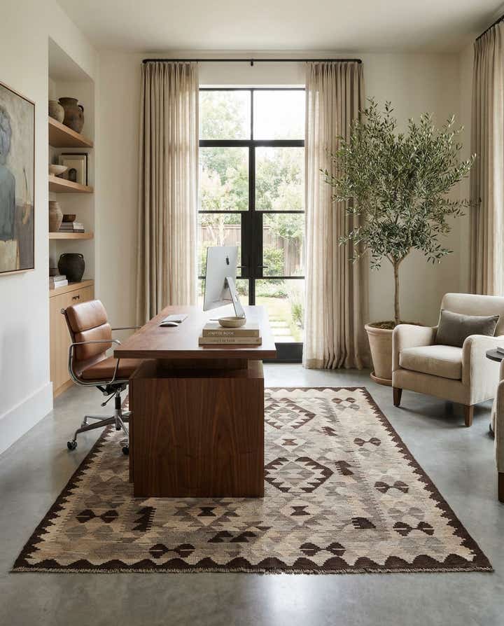 4' 5 x 6' 3 Hand Woven Kilim Maymana Wool Rug