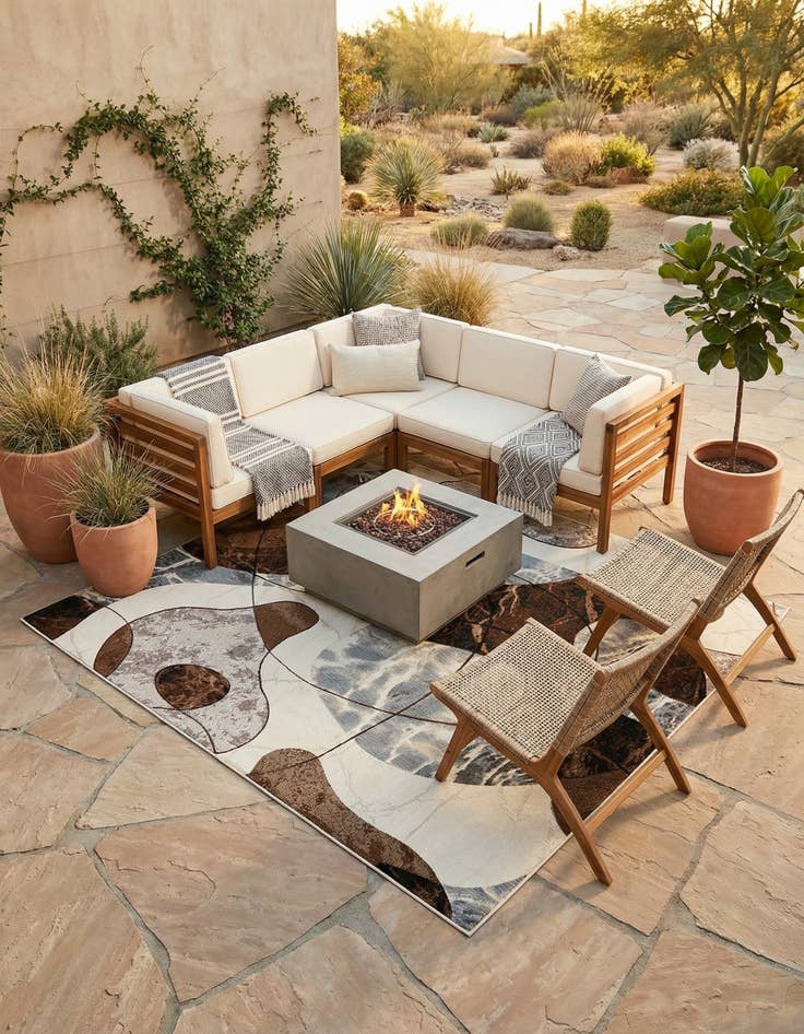 Detail image of 8' x 8'  Washable Modern Indoor / Outdoor Square Rug