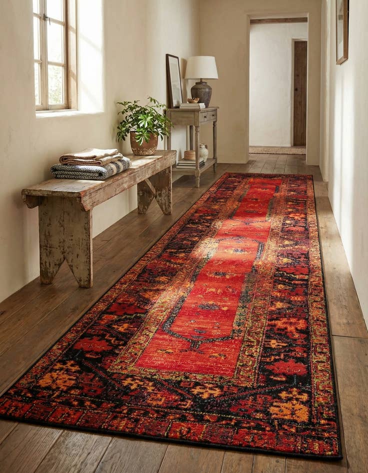 Detail image of 2' 7 x 11'  Washable Tribal Indoor / Outdoor Runner Rug