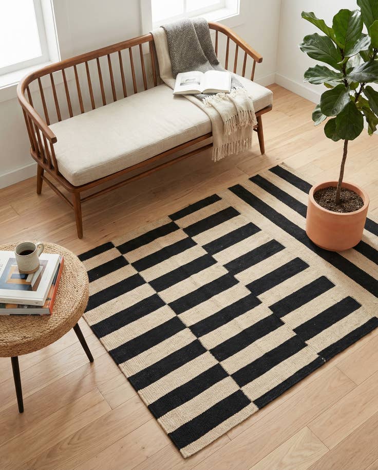 Detail image of 2' 8 x 3' 10 Hand Woven Kilim Modern Wool Rug