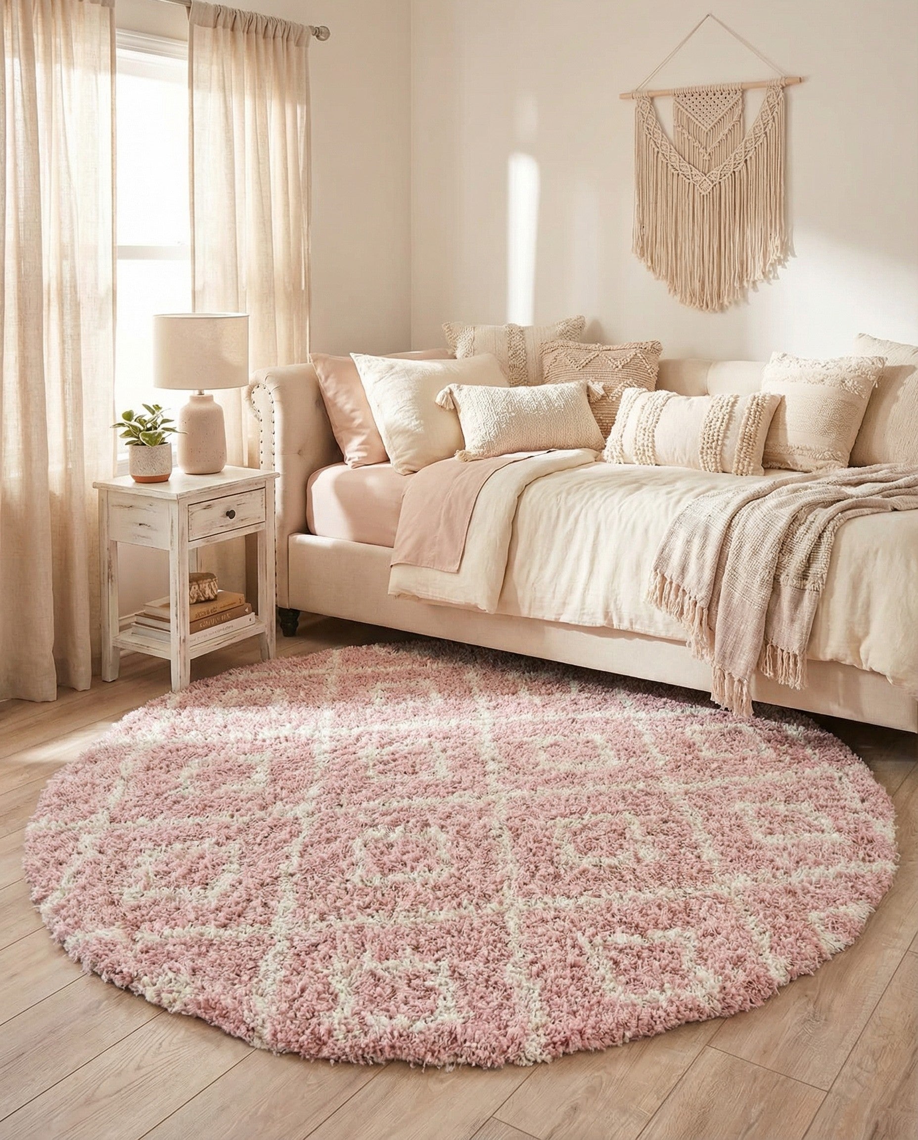  3' 3 x 3' 3 Lattice Shag Round Rug