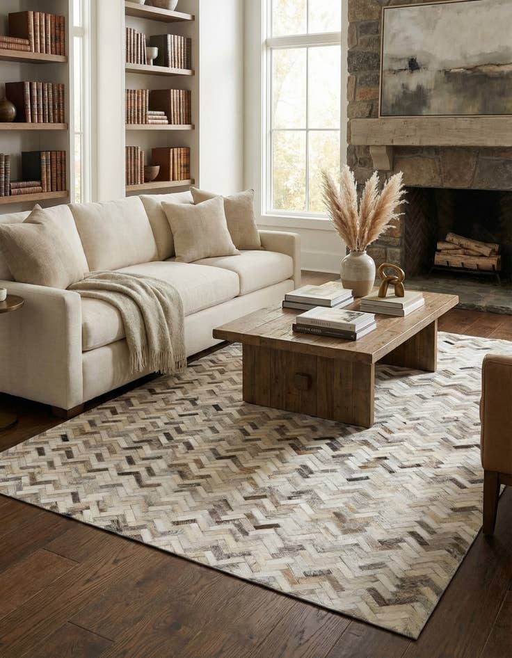 Detail image of 5' x 7' 11 Cowhide Stocks Rug