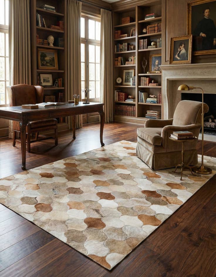 Detail image of 5' x 8' Cowhide Stocks Rug