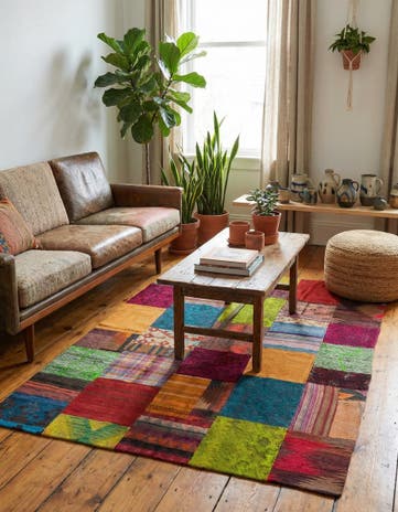4' x 6' Hand Woven Kilim Patchwork Wool Rug