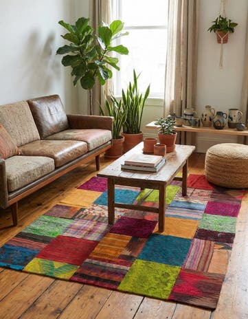4' x 6' Hand Woven Kilim Patchwork Wool Rug