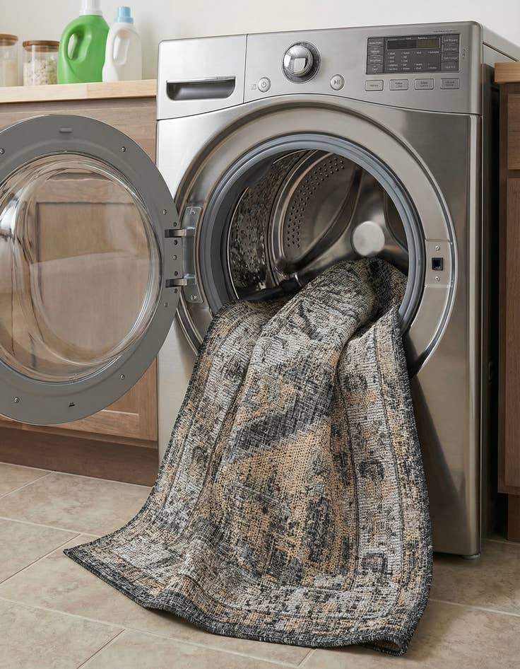 Detail image of 4' x 6'  Washable Traditional Indoor / Outdoor Rug