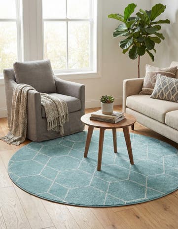 4' x 4' Lattice Frieze Round Rug