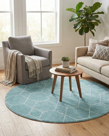  4' x 4' Lattice Frieze Round Rug