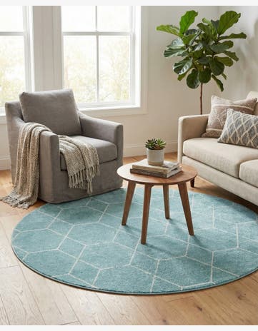 4' x 4' Trellis Frieze Round Rug
