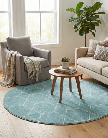 4' x 4' Lattice Frieze Round Rug