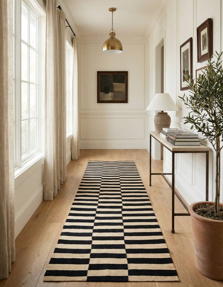 Detail image of 2' 8 x 9' 6  Hand Woven Kilim Modern Wool Runner Rug