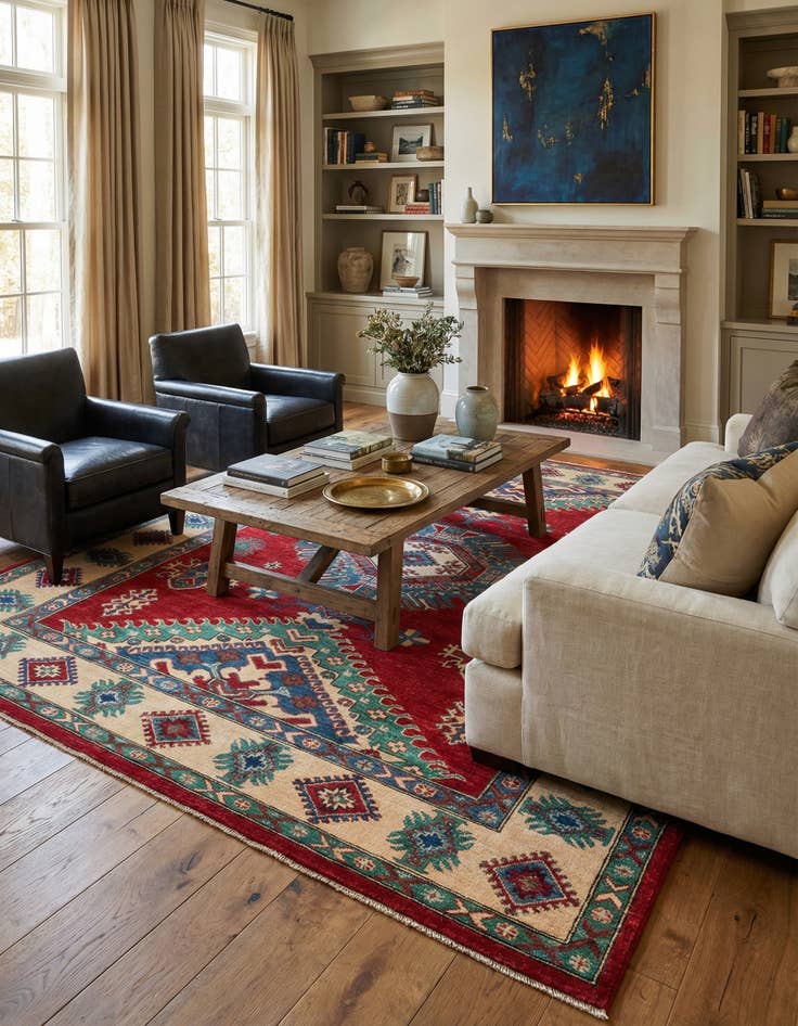 Detail image of 6' 8 x 9' 8  Hand Knotted Kazak Rug