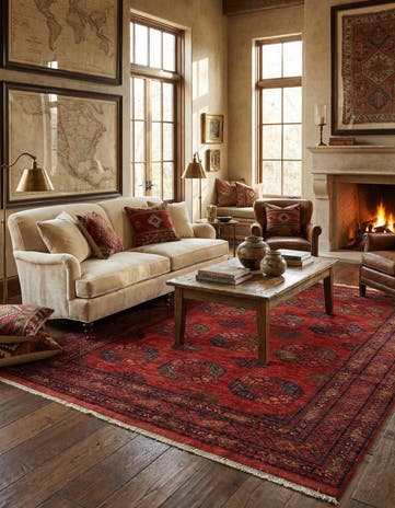 6' 9 x 9' 9 Ersari Afghan Wool Rug