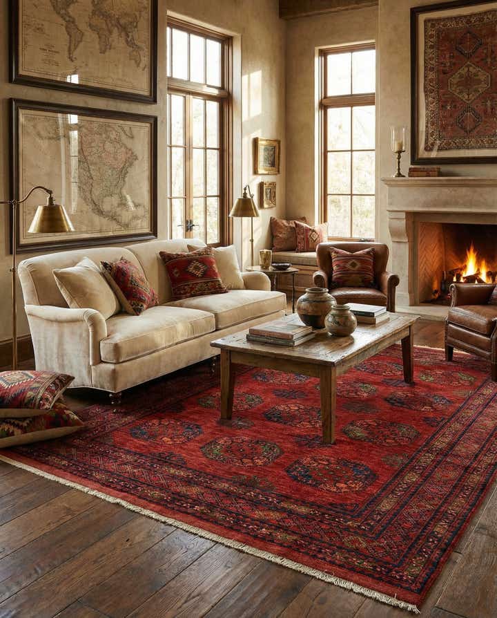 6' 9 x 9' 9 Ersari Afghan Wool Rug