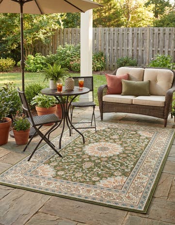 5' 3 x 8' Easy-Clean Traditional Indoor / Outdoor Rug
