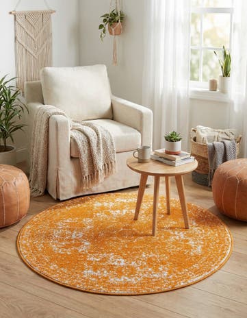 Orange Dover Round Rug
