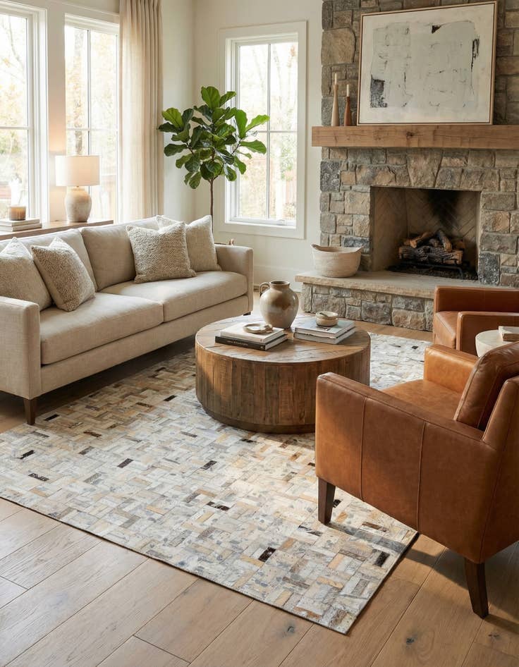 Detail image of 5' x 8' 1 Cowhide Stocks Rug