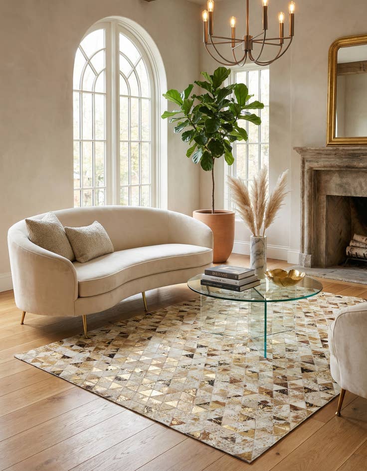 Detail image of  4' 10 x 7' 10 Cowhide Leather Rug