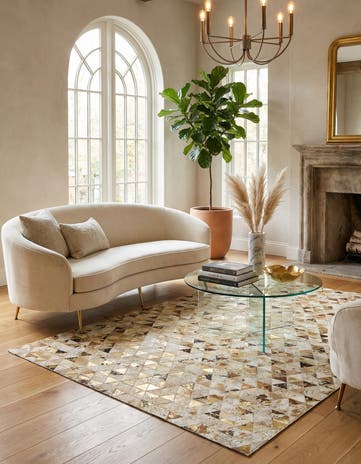 4' 10 x 7' 10 Cowhide Leather Rug