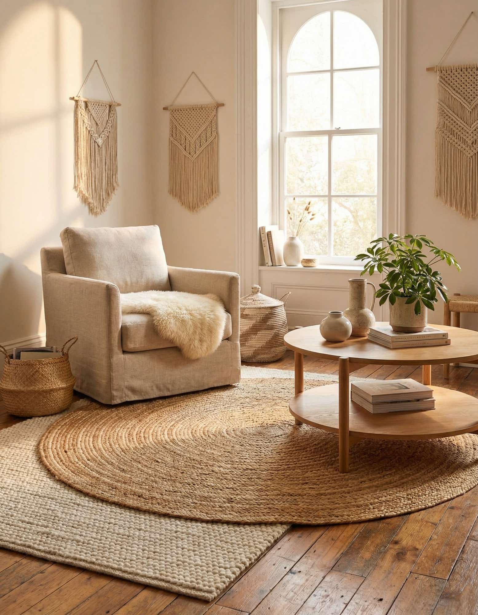 5' 1 x 5' 1 Handmade Braided Jute Luxe Round Rug