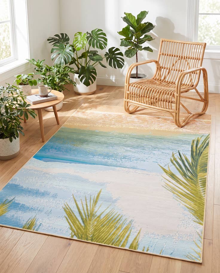 Detail image of 4' x 6' Easy-Clean Coastal Indoor / Outdoor Rug