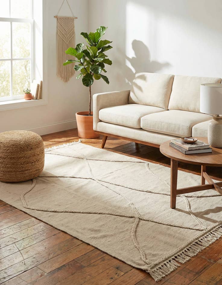 Detail image of  4' 2 x 6' 1  Hand Knotted Moroccan Wool Rug