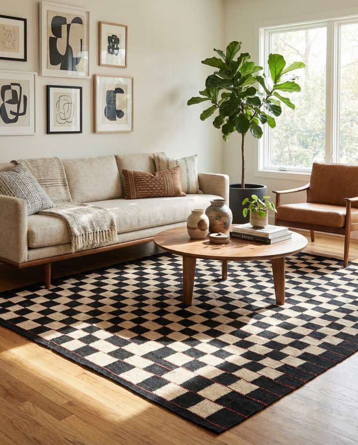 4' 9 x 6' 2 Hand Woven Kilim Modern Wool Rug