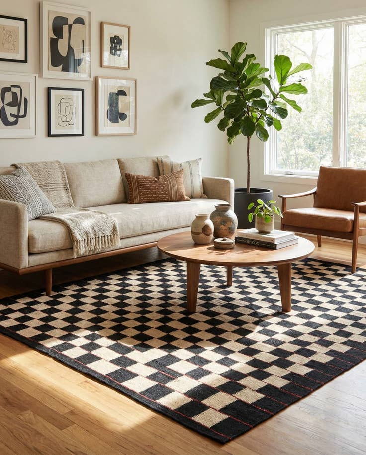 Detail image of 4' 9 x 6' 2 Hand Woven Kilim Modern Wool Rug