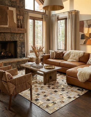 5' x 8' 1 Cowhide Leather Rug