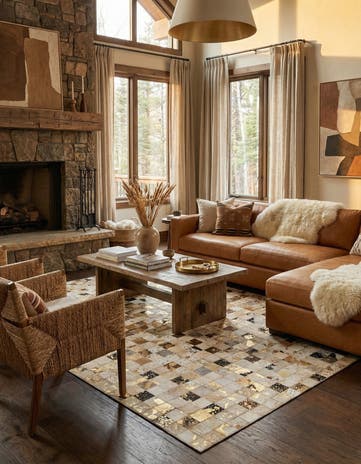 5' x 8' 1 Cowhide Leather Rug