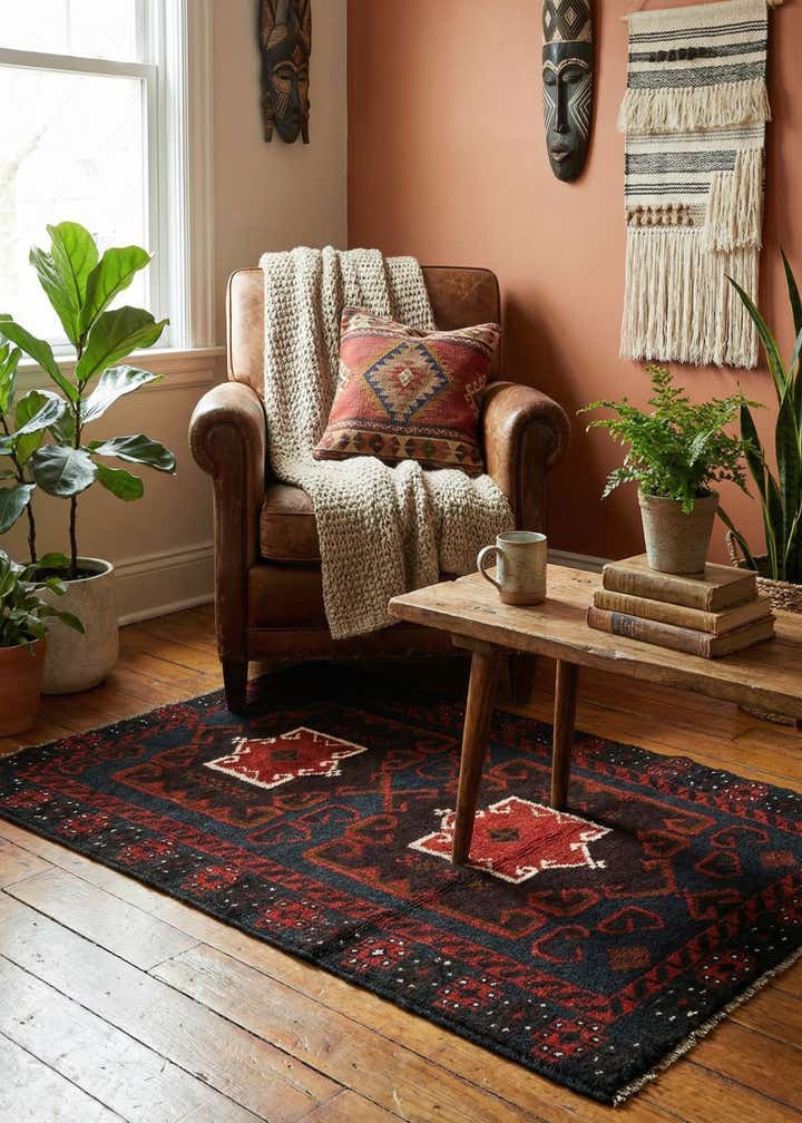 2' 10 x 4' 9 Hand Knotted Balouch Persian Wool Rug