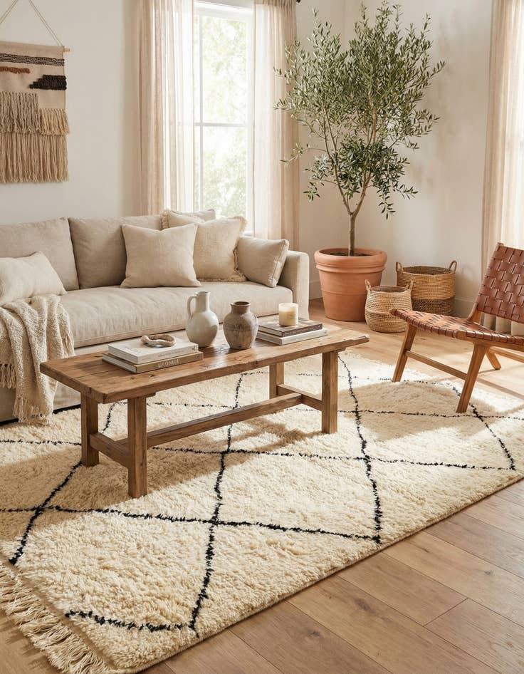 Detail image of 5' 2 x 8' 2  Hand Knotted Moroccan Wool Rug