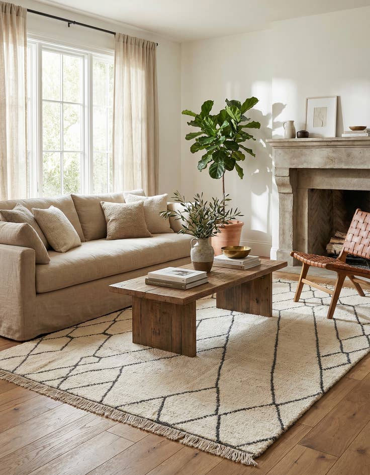 Detail image of  6' x 9' 6  Hand Knotted Moroccan Wool Rug