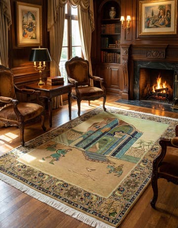 3' 3 x 4' 9 Hand Knotted Tabriz Persian Wool Rug