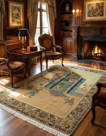 3' 3 x 4' 9 Hand Knotted Tabriz Persian Wool Rug
