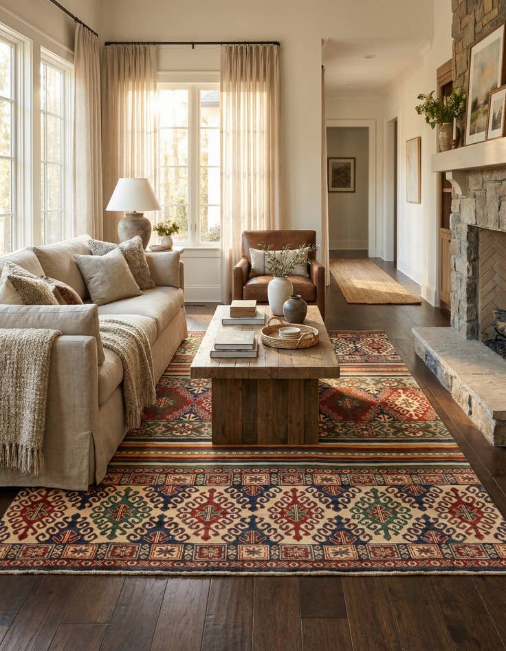 Detail image of 6' 6 x 9' 7  Hand Knotted Kazak Rug