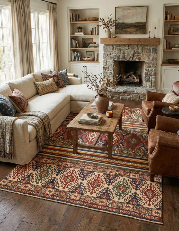 Detail image of 6' 6 x 9' 7  Hand Knotted Kazak Rug