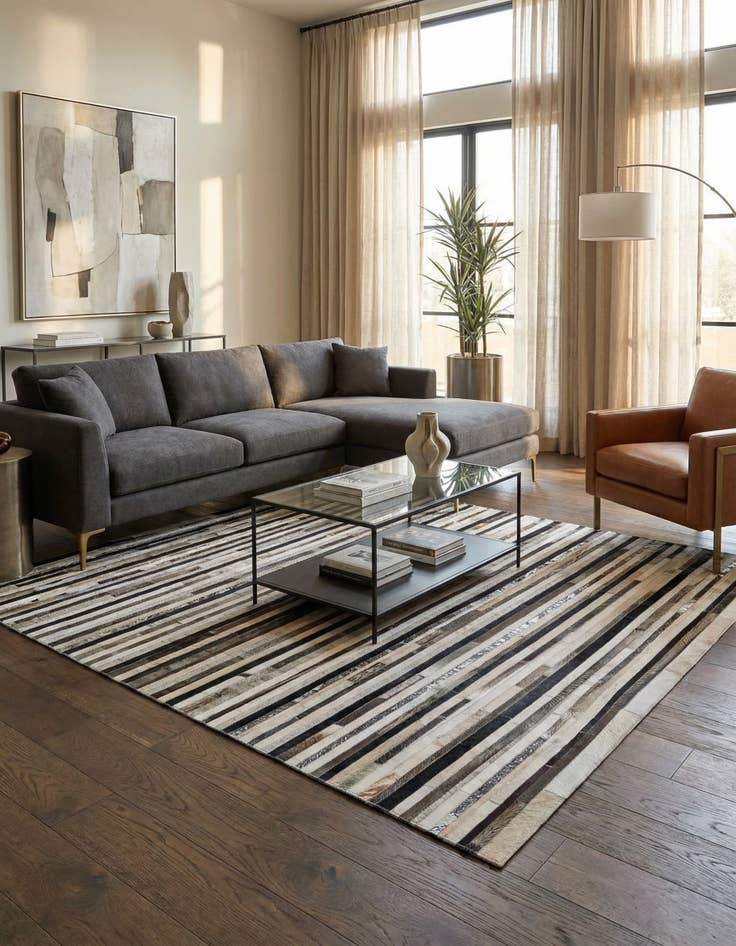 Detail image of  5' x 7' 11 Cowhide - Patchwork Rug