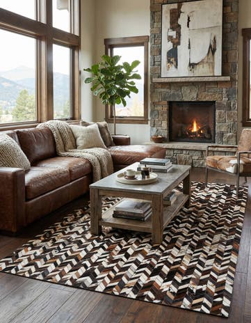 4' 11 x 8' Cowhide Stocks Rug
