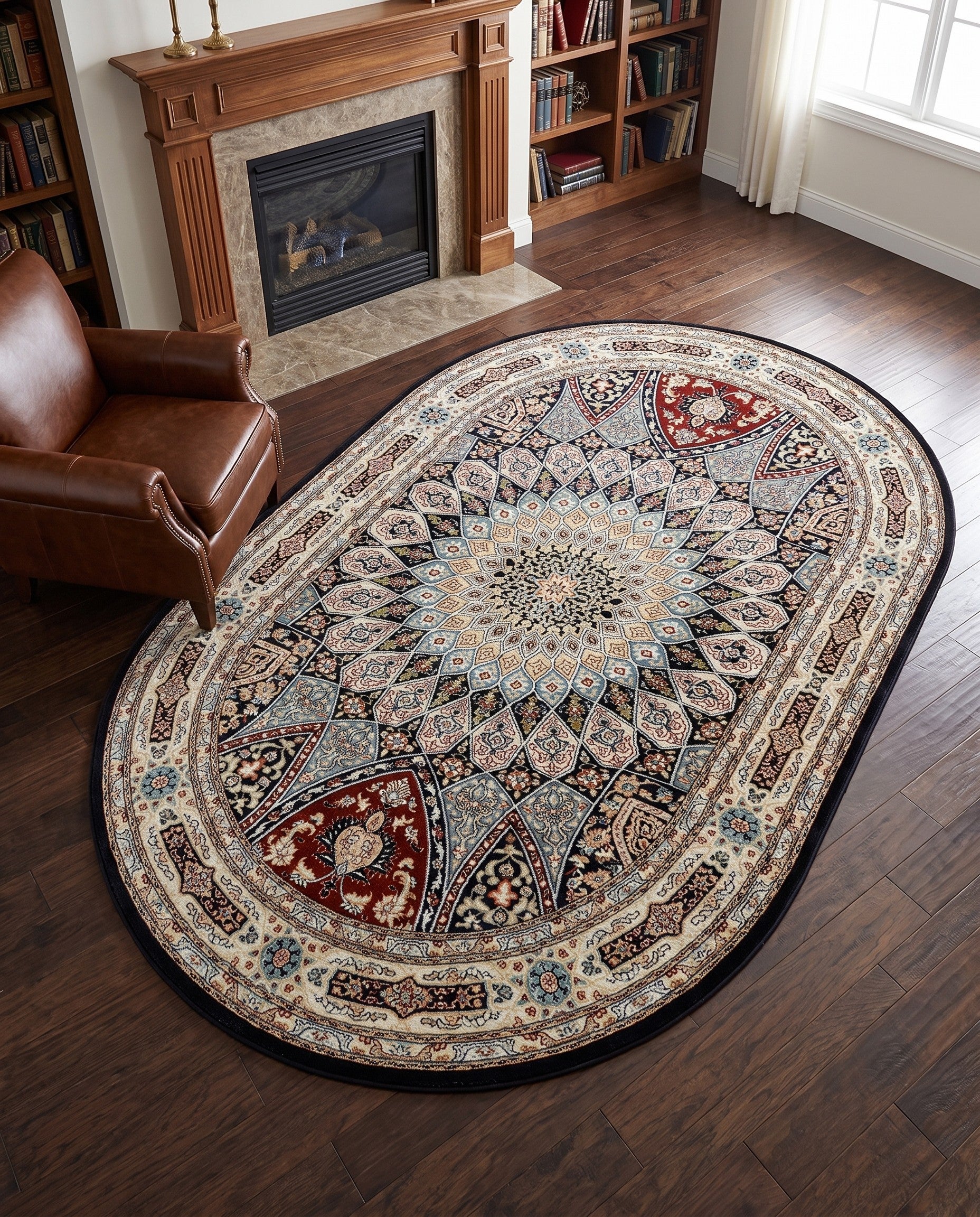5' 3 x 8' Nain Design Oval Rug