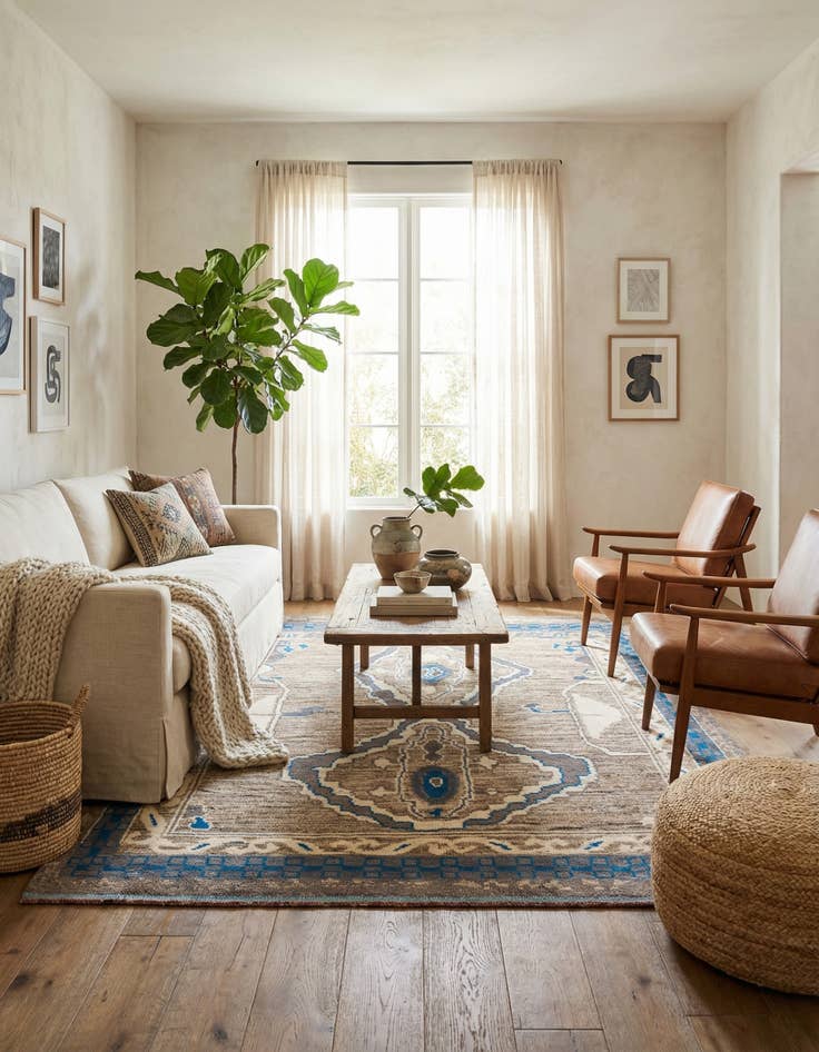 Detail image of  7' 6 x 10' 4  Hand Knotted Moroccan Wool Rug