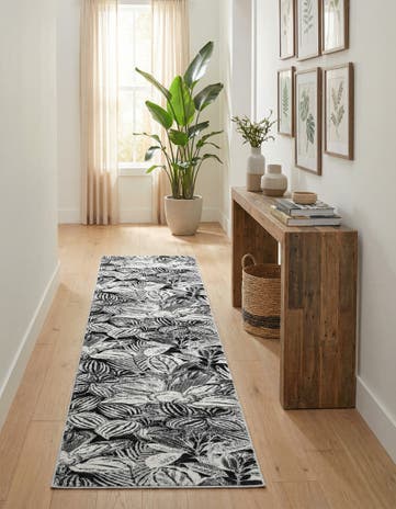 Charcoal Blossom Runner Rug