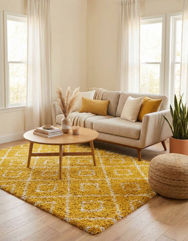 Detail image of  6' x 9' Lattice Shag Rug